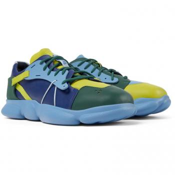CAMPER Twins Sneakers for Men - Green/Blue, Size 44, Smooth Leather/Cotton Fabric