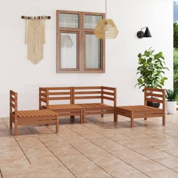 Juego de muebles de jardín 4 piezas madera maciza pino marrón miel