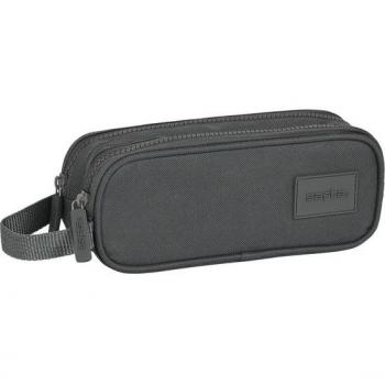 Estuche Escolar Doble Compartimento con Asa 'Gris' - Safta Basic 21x8x6 cm
