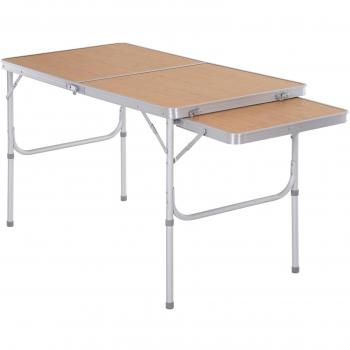 Mesa de Camping Plegable Portátil con Ala Abatible y Altura Ajustable