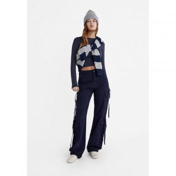 Stradivarius Cargo Pocket Trousers - Navy Blue