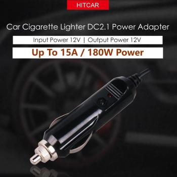 Adaptador de Encendedor de Cigarrillos para Coche DC 2.1*5.5, Cable de Extensión de Potencia 15A 180W, Ideal para Monitor, Subwoofer y Lavadora