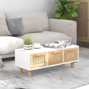 Mesa de centro blanca 80x40x30cm multicapa y madera maciza de pino