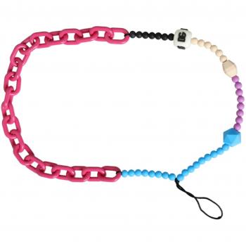 Dolce & Gabbana Multicolor Beaded Chain Logo Charm Necklace, Necklaces, female, Multicolor, Size: ONE SIZE