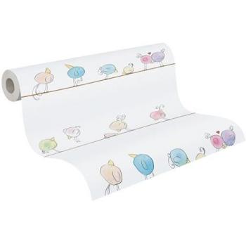 Papel Pintado Infantil Little Love - Vliestapete de Pájaros Multicolor para Dormitorio, 0.53 x 10 m