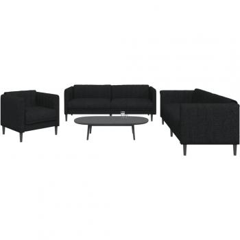 Set de Sofás 3 Piezas Negro en Tela Vidaxl