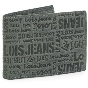 Lois - 11711 Cartera Monedero Billetero Tarjetero Hombre de Piel Genuina. Portamonedas Interior con Cremallera. Múltiples Compartimentos Tarjetas, documentación y Billetes, Color Gris