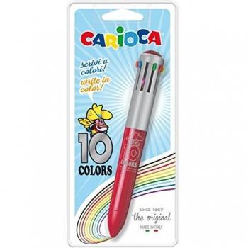 Carioca Vintage Multi-Color Ballpoint Pen - 10 Colors, 1mm Tip