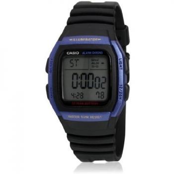 Reloj digital Casio W-96H-2AVDF, con luz, correa de plástico, esfera azul