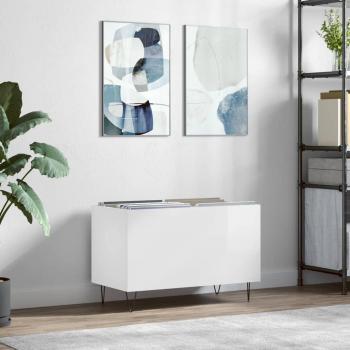 Mueble discos madera contrachapada blanco brillo 74,5x38x48 cm Blanco