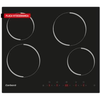 Placa Vitrocerámica Corberó CCVM4604 - 60 cm, 4 Fuegos, 6000W, Control Táctil, Temporizador 99 Min, Bloqueo de Seguridad, Negro