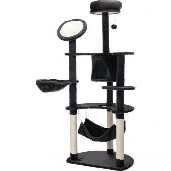 Árbol Rascador Grande para Gatos 153 cm con Cueva Hamacas Tablero Postes de Sisal y Bola Colgante Juego y Descanso Gris Oscuro