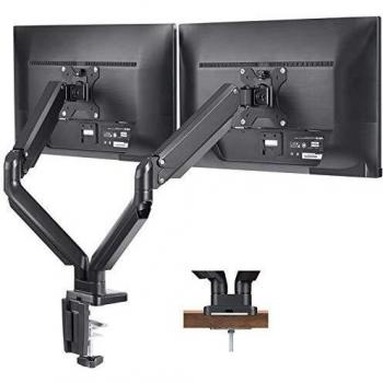 PUTORSEN® Soporte de Escritorio para 2 Monitor de Las Pantallas de TV, LCD y computadora de17”-32”/43-81cm, Doble Brazo de Monitor con Resorte de Gas, Aluminio, Capacidad de Carga es 8kg
