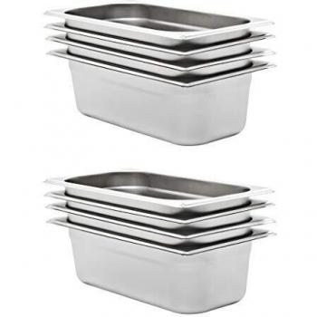 vidaXL 8x Bandejas Gastronorm de Alimentos GN 1/3 Utensilios Cocina Calientaplatos Plato Platillo Comida Buffet Baño María 100 mm Acero Inoxidable