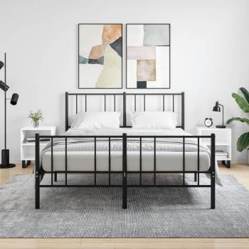 Mesita de noche 2 piezas blanco pulido 40x30x50 cm madera multicapa