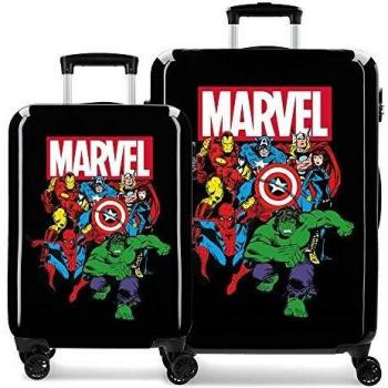 Marvel Los Vengadores Sky Avengers Juego de maletas Negro 55/68 cms Rígida ABS Cierre combinación 104L 4 Ruedas Dobles Equipaje de Mano
