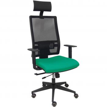 Silla de Oficina Traslack Horna Bali Verde Esmeralda con Brazos Regulables, Ruedas para Parqué y Cabecero