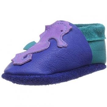 Pololo POLOLO Seepferdchen Bobby - pantuflas de cuero Niños^Niñas, color azul, talla 20/21