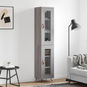 Aparador alto de madera contrachapada gris Sonoma 34,5x34x180 cm