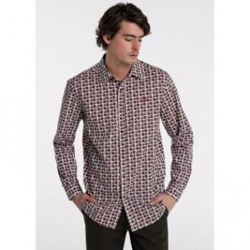 Bendorff para hombre - Camisa de manga larga con estampado blanco