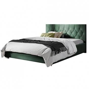 Cama Baltimore 160 Doble Tapizada con Somier y Cajón de Almacenamiento, 198x222x92cm