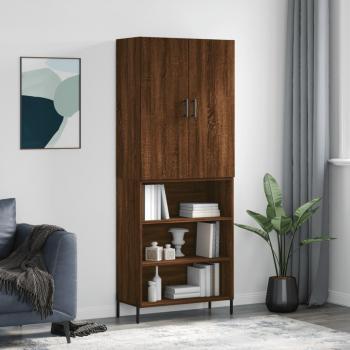 Aparador alto de madera contrachapada marrón roble 69,5x34x180 cm