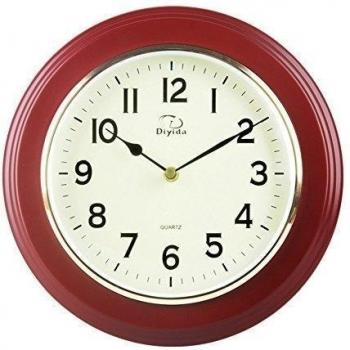 30,48 cm tamaño grande reloj de pared de madera maciza Salón moderno Mute reloj simple reloj de cuarzo con grandes números arábigos dyd-18394, color madera de caoba