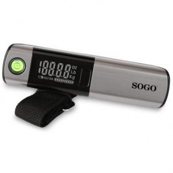 Báscula digital para equipaje SOGO SS-380, capacidad hasta 50 kg, pantalla LCD, diseño compacto y portátil, función de tara, indicador de batería baja