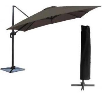 Sombrilla cuadrada Happy Garden MOLOKAI 3x3m tela gris aluminio con funda