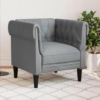 Sillón Chesterfield de tela gris claro vidaXL