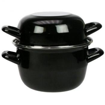 Marmite a Moules Menastyl 18 cm 2,7L Acero Esmaltado Negro Todos los Fuegos incluyendo Inducción