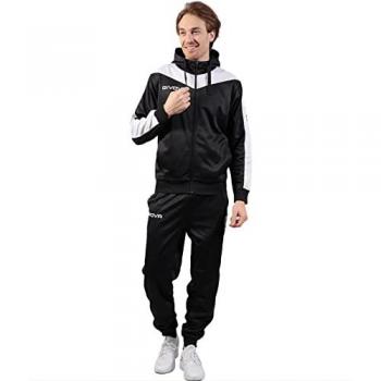 Givova Chándal Roma con capucha de polar, color negro/blanco, tamaño 2XL, unisex