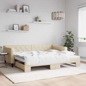 Sofá cama nido tela crema 90x200 cm con cama extraíble