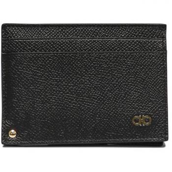 Ferragamo Gancini Revival Leather Black Card Holder - One Size