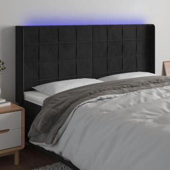 Cabecero LED negro de terciopelo 203x16x118/128 cm
