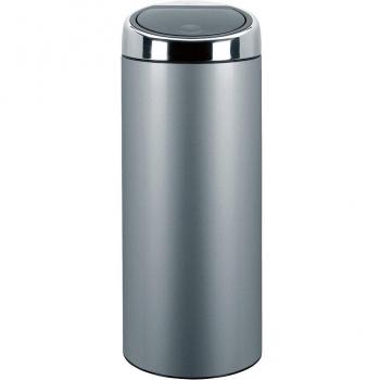 Brabantia Touch Bin - Cubo de basura, 30 litros, cubo interior de plástico extraíble, color gris metalizado con tapa acero brillante