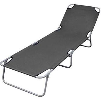 vidaXL Foldable Sunlounger with Adjustable Backrest Grey