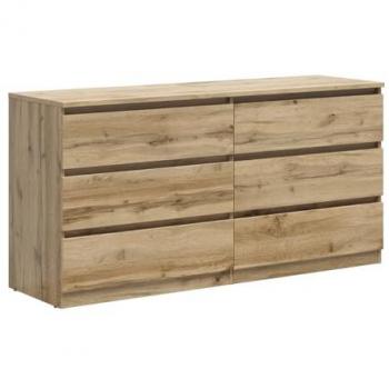 Cómoda de Madera Edwin con 6 Cajones Estratificada Beige