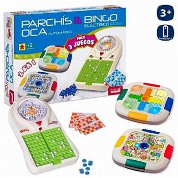 JUINSA- Set 3 Juegos Bingo/Parchis/Oca 54X38 Cm, Multicolor
