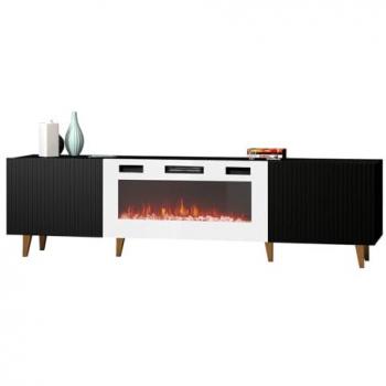 Mueble TV Charlotte H106 con LED, 2 puertas, en Blanco, Negro o Dorado, dimensiones 181x49x40cm
