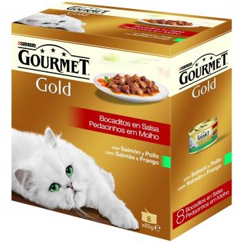 Purina Gourmet Gold Bocaditos en Salsa 1 Paquete Surtido de 8 x 85 gr - Total: 680 gr