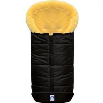 Saco Cubrepiés Premium de Lammfell Negro, con 6 Gurtschlitze y Lavable para Niños en Carritos y Buggies