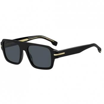 Hugo Boss Flat Top Sunglasses, Black/Blue Solid, Size: One Size, 53mm, Unisex