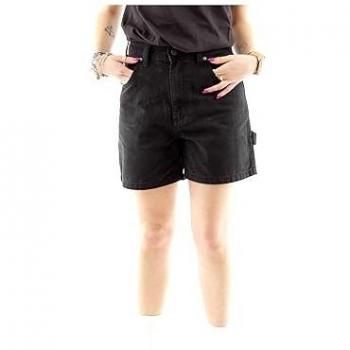 Pantalones Cortos Dickies de Lona Resistente para Mujer, Cintura Alta, Estilo Carpintero, Color Negro, Talla 28
