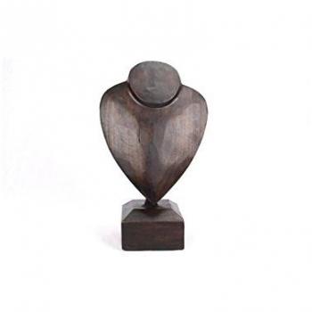 Artisanal Busto Expositor de Abrazaderas de pie Madera Maciza Chocolate H30 cm