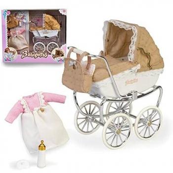 los Barriguitas Carrito bebé de Color Beige y Estilo clásico una Capota de Tela para IR de Paseo al