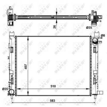 Radiador de refrigeración del motor NRF 58443, tipo de producto: radiador, características: diseño específico para el modelo de vehículo, alta eficiencia en la disipación de calor, construcción robusta y duradera, fácil instalación, compatible co