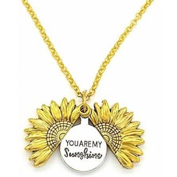 Sunflower Necklace for Women Girls You are My Sunshine Necklace Sunflower Locket Jewelry Pendant Chain Gifts