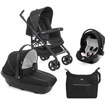 Chicco Trío Sprint - Sistema de paseo y viaje 3 en 1, capazo/carrito/coche, color negro