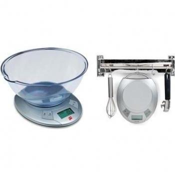 Ilsa 9755 Balanza de cocina digital c/bol, capacidad 5 kg, Plateado y gris